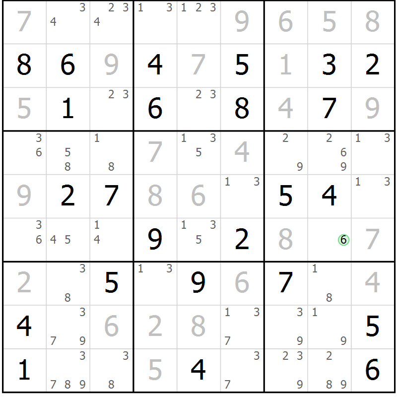 Position des candidats pour la solution de la Gr 27 page 30 du magazine de sudoku Virtuose n° 117