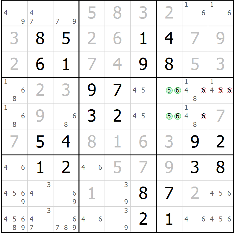 Position des candidats pour la solution de la Gr 28 page 31 du magazine de sudoku Virtuose n° 117