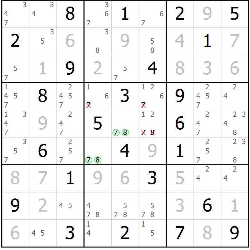 Position des candidats pour la solution de la Gr 29 page 32 du magazine de sudoku Virtuose n° 117