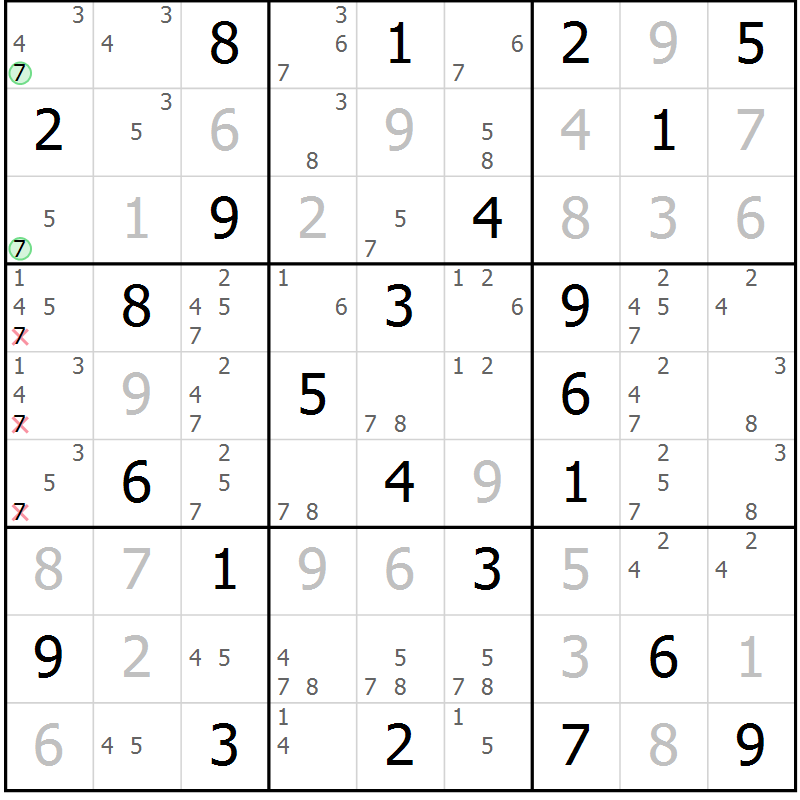 Position des candidats pour la solution de la Gr 29 page 32 du magazine de sudoku Virtuose n° 117