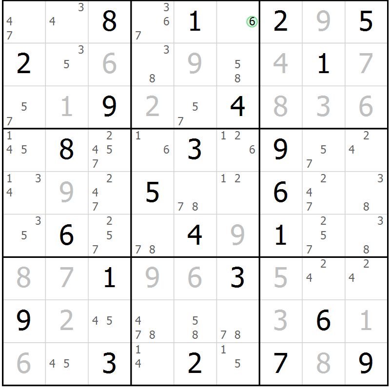 Position des candidats pour la solution de la Gr 29 page 32 du magazine de sudoku Virtuose n° 117