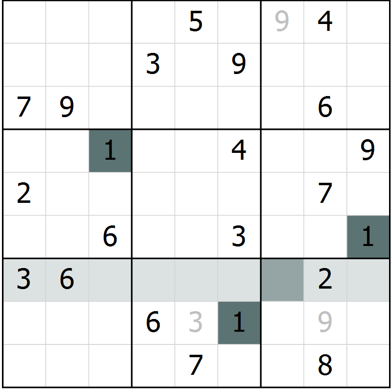 Position des candidats pour la solution de la Gr 3 page 6 du magazine de sudoku Virtuose n° 117