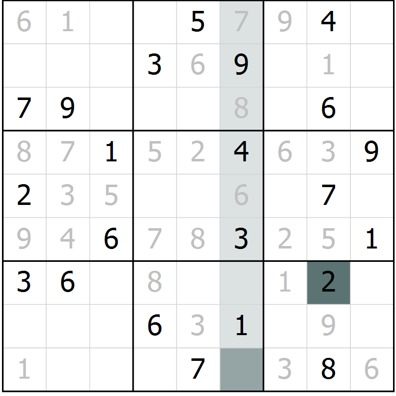 Position des candidats pour la solution de la Gr 3 page 6 du magazine de sudoku Virtuose n° 117