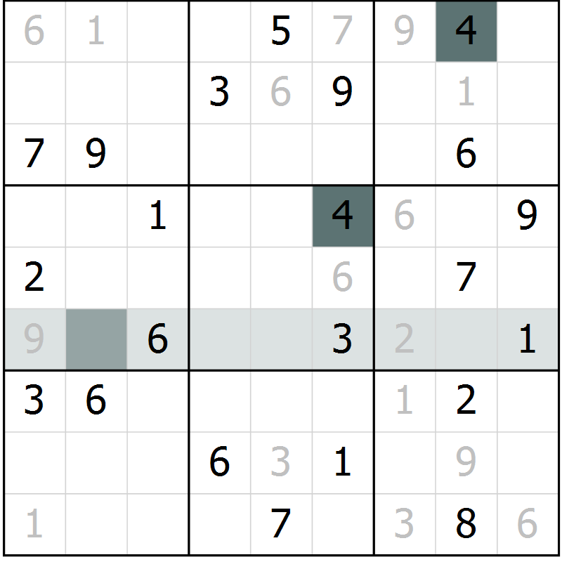 Position des candidats pour la solution de la Gr 3 page 6 du magazine de sudoku Virtuose n° 117