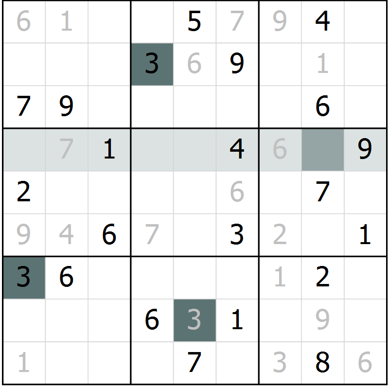 Position des candidats pour la solution de la Gr 3 page 6 du magazine de sudoku Virtuose n° 117