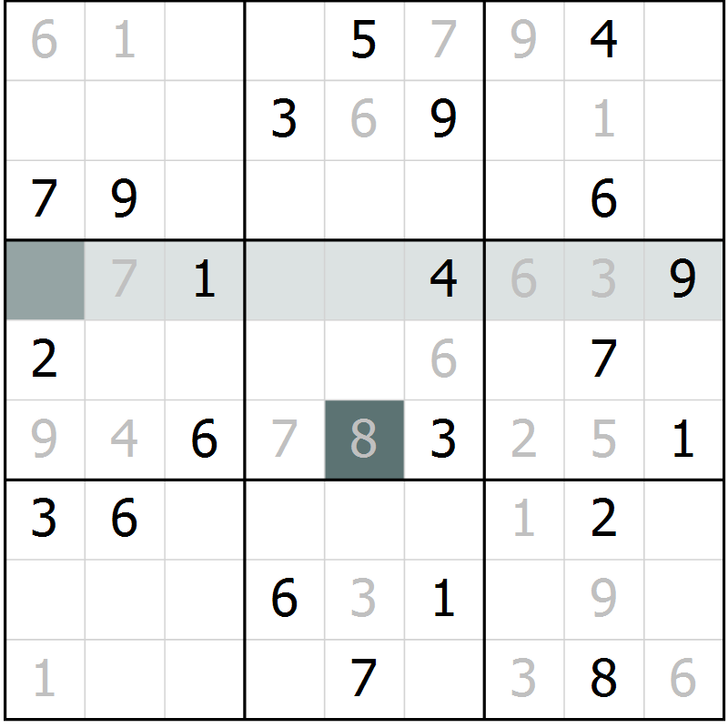 Position des candidats pour la solution de la Gr 3 page 6 du magazine de sudoku Virtuose n° 117