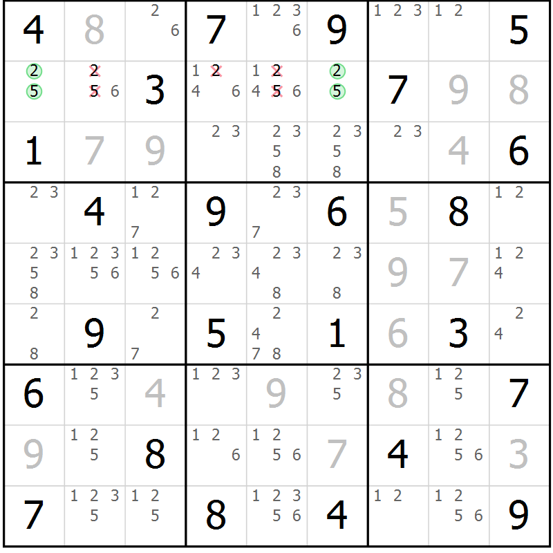 Position des candidats pour la solution de la Gr 30 page 33 du magazine de sudoku Virtuose n° 117