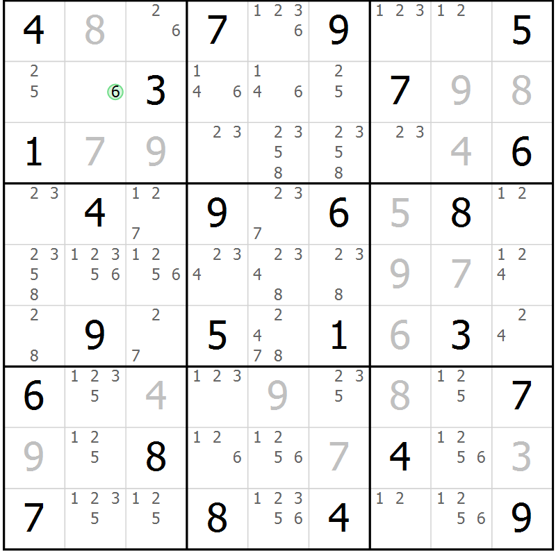 Position des candidats pour la solution de la Gr 30 page 33 du magazine de sudoku Virtuose n° 117