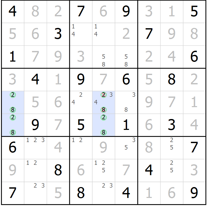 Position des candidats pour la solution de la Gr 30 page 33 du magazine de sudoku Virtuose n° 117