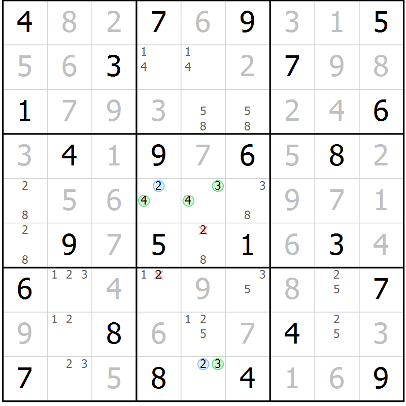Position des candidats pour la solution de la Gr 30 page 33 du magazine de sudoku Virtuose n° 117