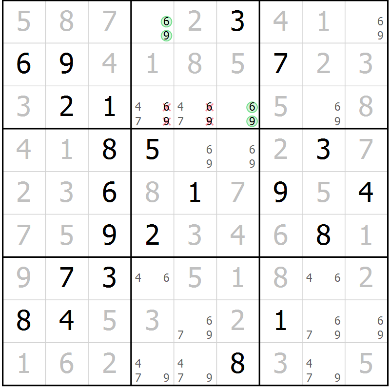 Position des candidats pour la solution de la Gr 31 page 34 du magazine de sudoku Virtuose n° 117