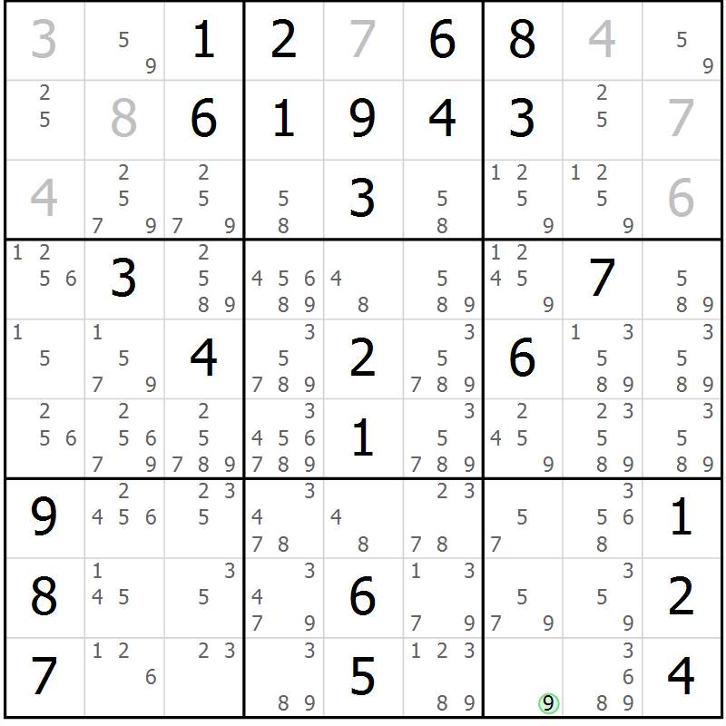 Position des candidats pour la solution de la Gr 32 page 35 du magazine de sudoku Virtuose n° 117