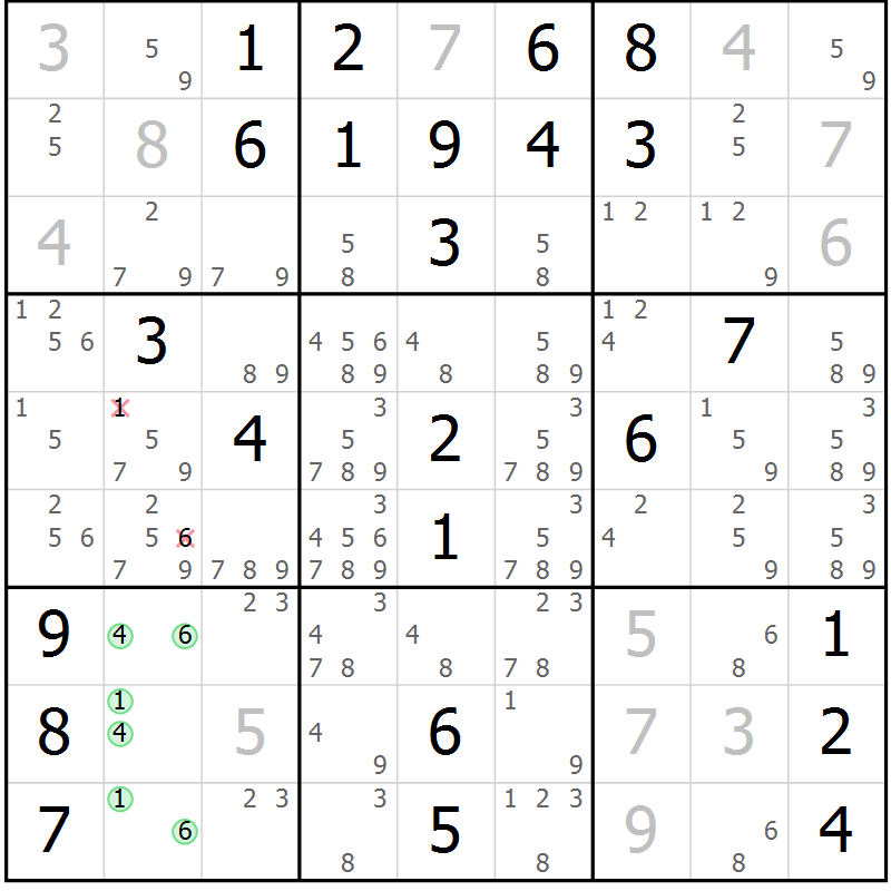 Position des candidats pour la solution de la Gr 32 page 35 du magazine de sudoku Virtuose n° 117