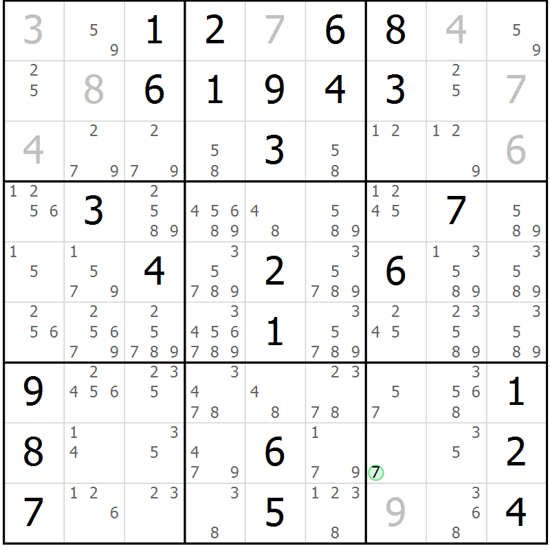 Position des candidats pour la solution de la Gr 32 page 35 du magazine de sudoku Virtuose n° 117