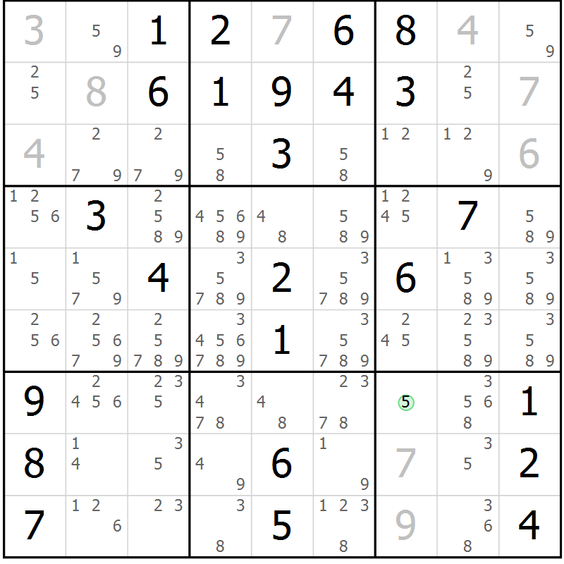 Position des candidats pour la solution de la Gr 32 page 35 du magazine de sudoku Virtuose n° 117