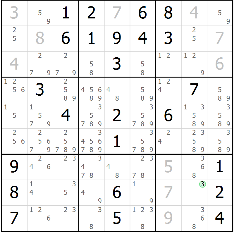 Position des candidats pour la solution de la Gr 32 page 35 du magazine de sudoku Virtuose n° 117