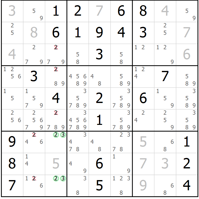 Position des candidats pour la solution de la Gr 32 page 35 du magazine de sudoku Virtuose n° 117