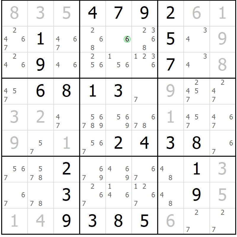 Position des candidats pour la solution de la Gr 33 page 36 du magazine de sudoku Virtuose n° 117