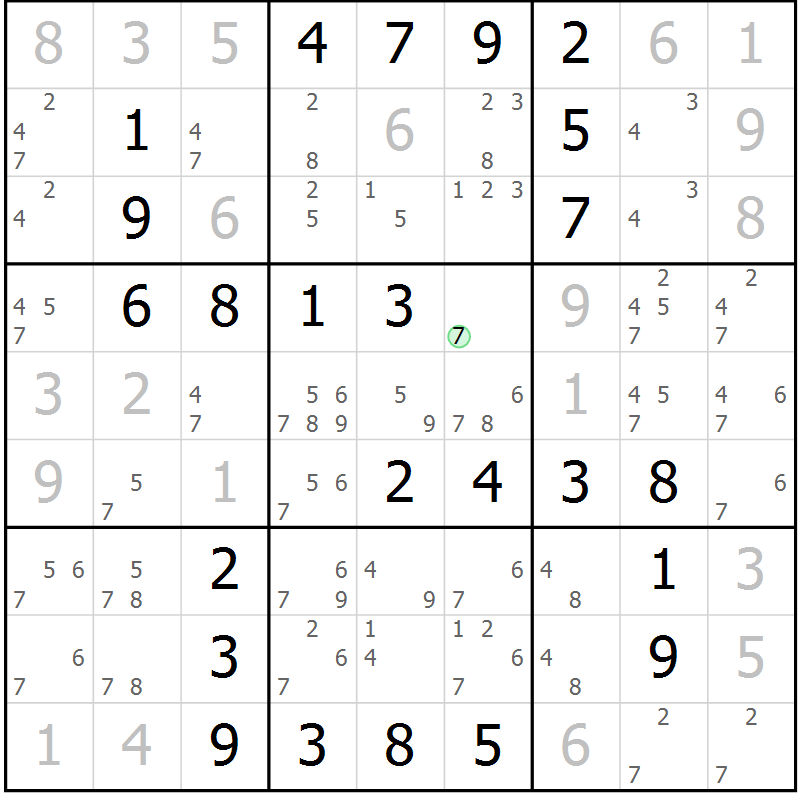 Position des candidats pour la solution de la Gr 33 page 36 du magazine de sudoku Virtuose n° 117