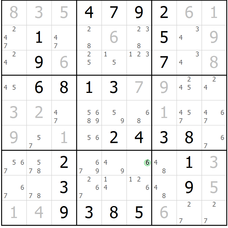 Position des candidats pour la solution de la Gr 33 page 36 du magazine de sudoku Virtuose n° 117