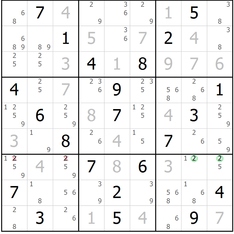 Position des candidats pour la solution de la Gr 34 page 37 du magazine de sudoku Virtuose n° 117
