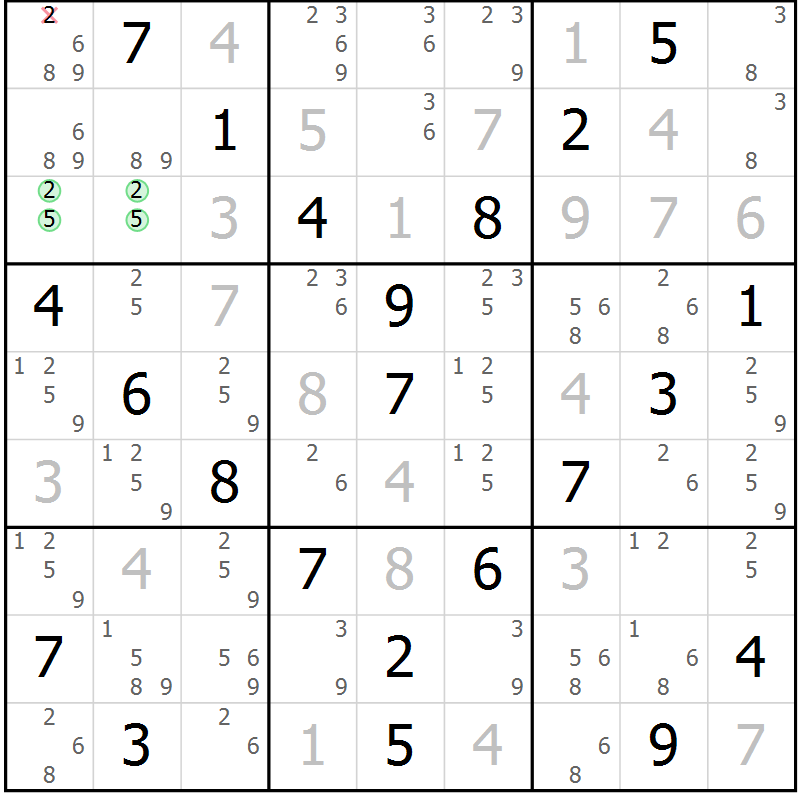 Position des candidats pour la solution de la Gr 34 page 37 du magazine de sudoku Virtuose n° 117