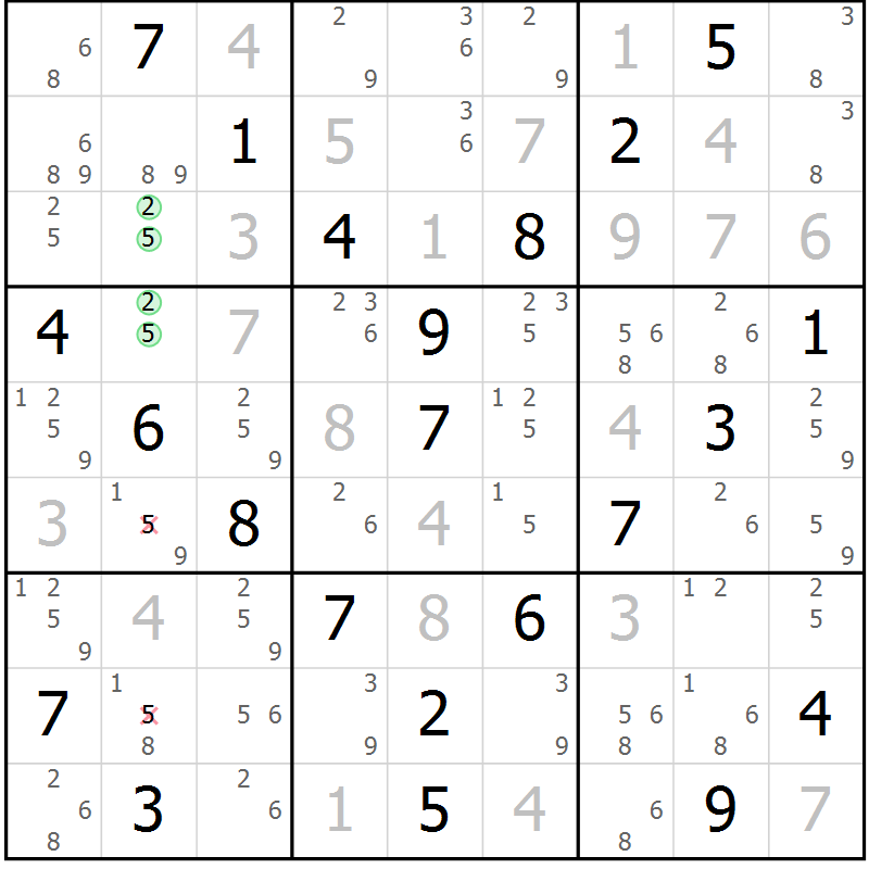 Position des candidats pour la solution de la Gr 34 page 37 du magazine de sudoku Virtuose n° 117