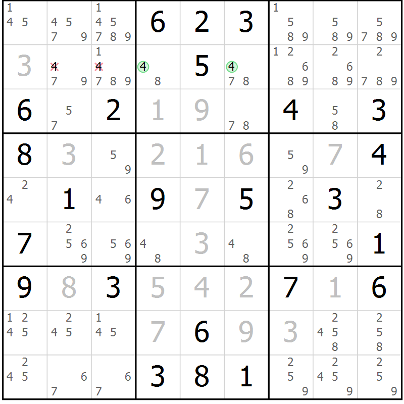 Position des candidats pour la solution de la Gr 35 page 38 du magazine de sudoku Virtuose n° 117
