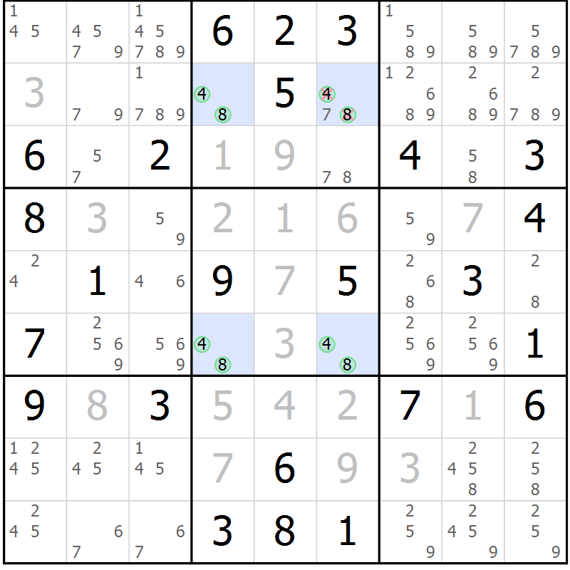 Position des candidats pour la solution de la Gr 35 page 38 du magazine de sudoku Virtuose n° 117