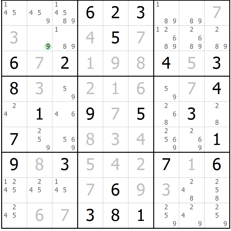 Position des candidats pour la solution de la Gr 35 page 38 du magazine de sudoku Virtuose n° 117