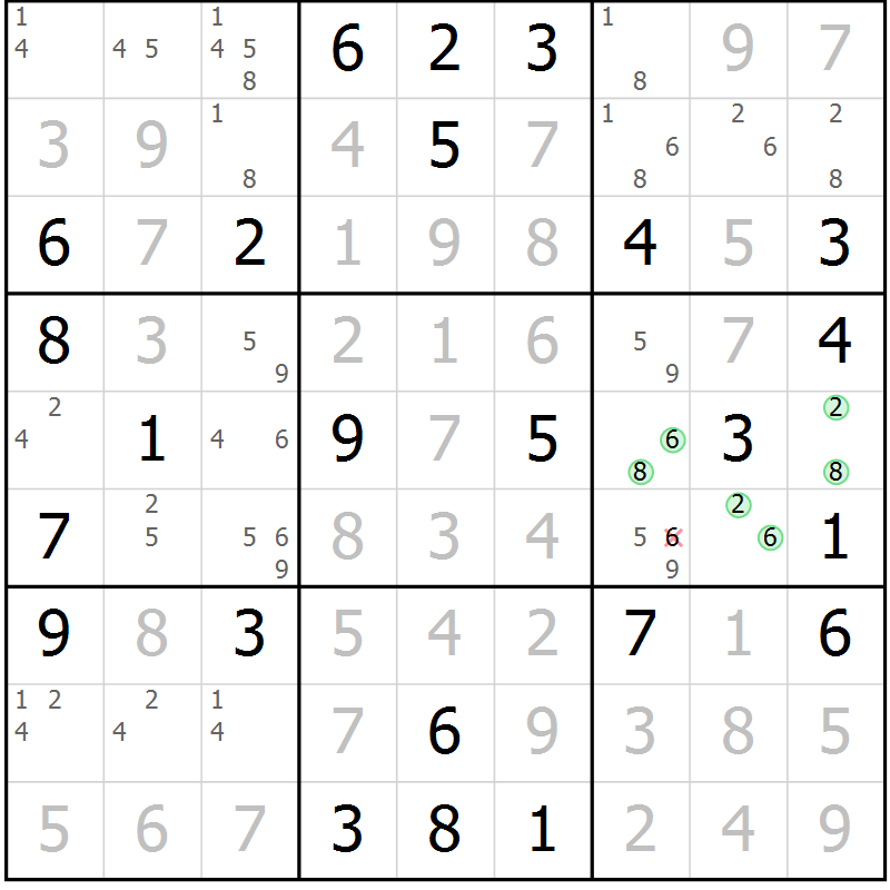 Position des candidats pour la solution de la Gr 35 page 38 du magazine de sudoku Virtuose n° 117
