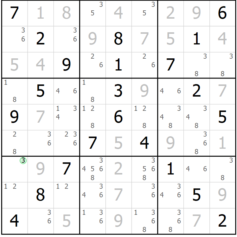 Position des candidats pour la solution de la Gr 36 page 39 du magazine de sudoku Virtuose n° 117