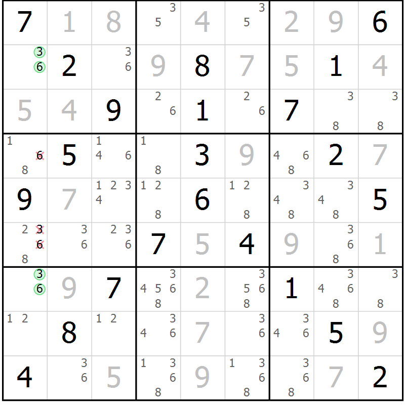 Position des candidats pour la solution de la Gr 36 page 39 du magazine de sudoku Virtuose n° 117