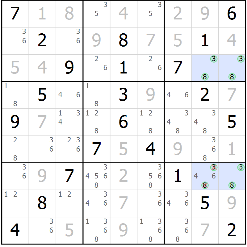 Position des candidats pour la solution de la Gr 36 page 39 du magazine de sudoku Virtuose n° 117