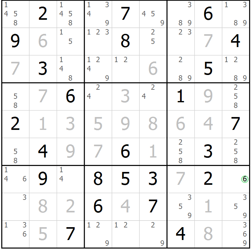 Position des candidats pour la solution de la Gr 37 page 40 du magazine de sudoku Virtuose n° 117
