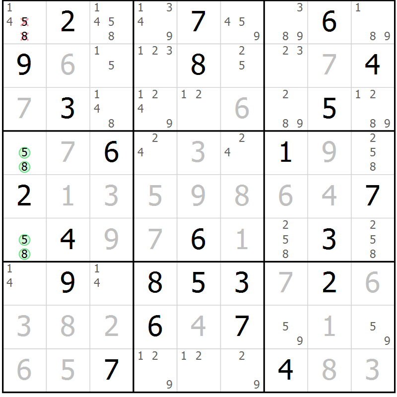 Position des candidats pour la solution de la Gr 37 page 40 du magazine de sudoku Virtuose n° 117