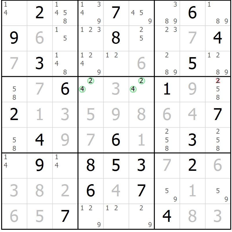 Position des candidats pour la solution de la Gr 37 page 40 du magazine de sudoku Virtuose n° 117