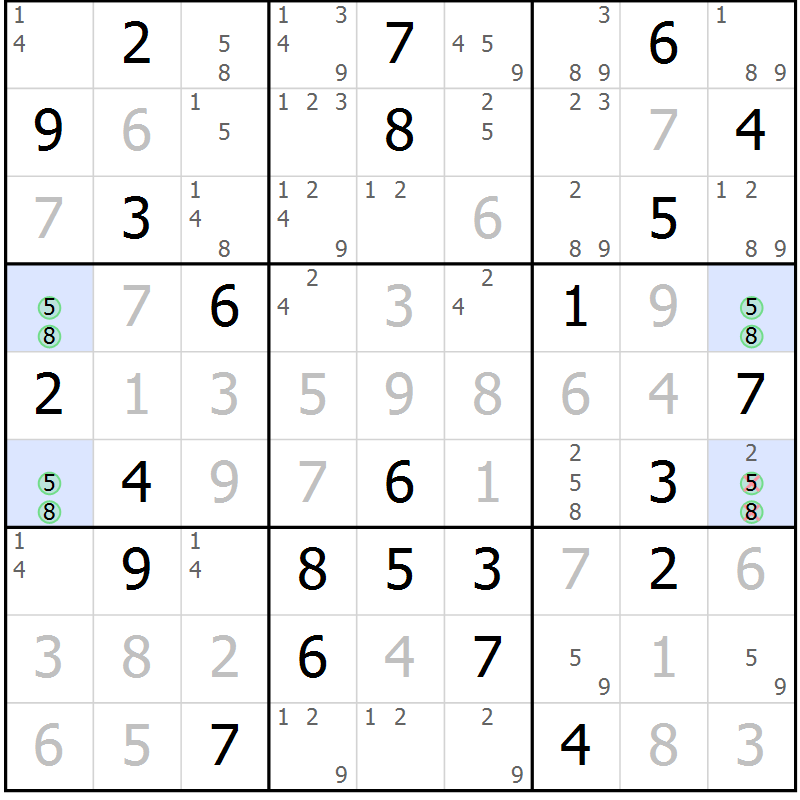 Position des candidats pour la solution de la Gr 37 page 40 du magazine de sudoku Virtuose n° 117