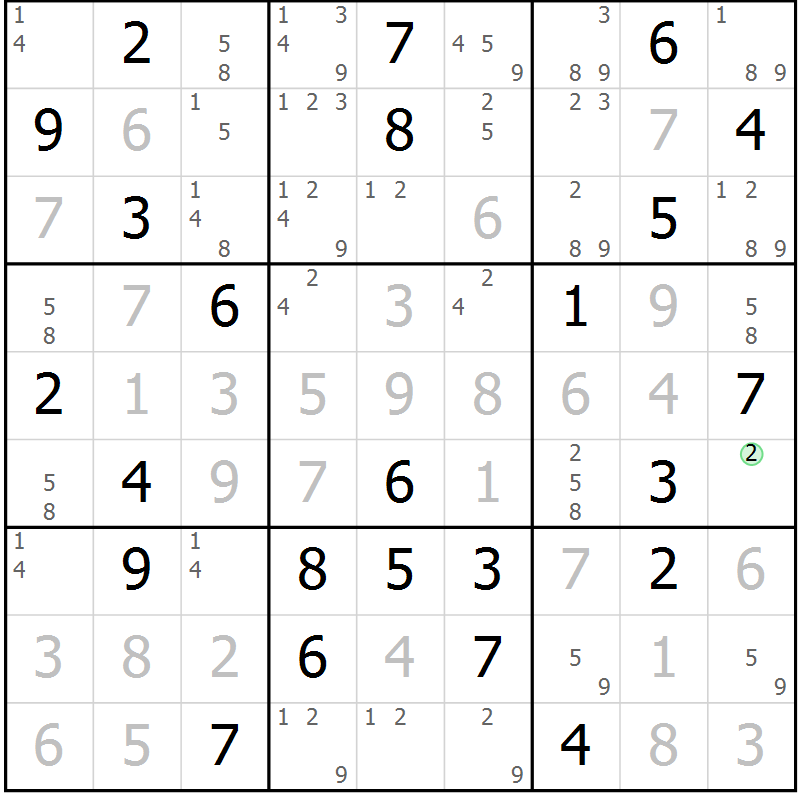 Position des candidats pour la solution de la Gr 37 page 40 du magazine de sudoku Virtuose n° 117