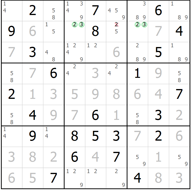 Position des candidats pour la solution de la Gr 37 page 40 du magazine de sudoku Virtuose n° 117