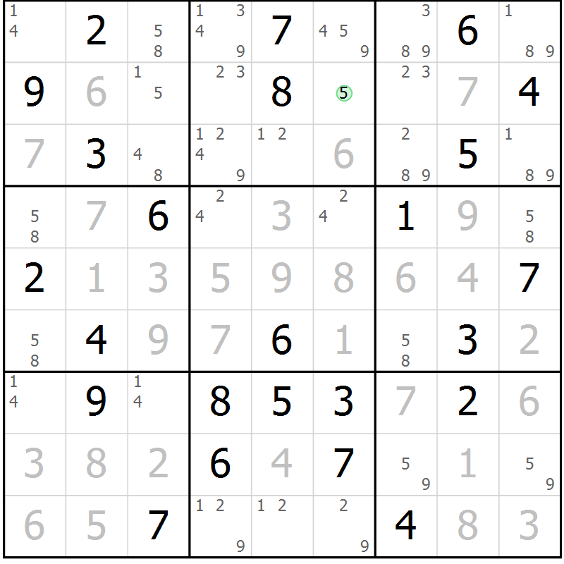 Position des candidats pour la solution de la Gr 37 page 40 du magazine de sudoku Virtuose n° 117