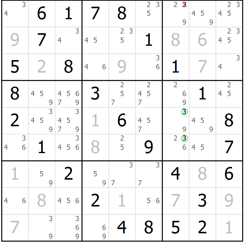 Position des candidats pour la solution de la Gr 38 page 41 du magazine de sudoku Virtuose n° 117