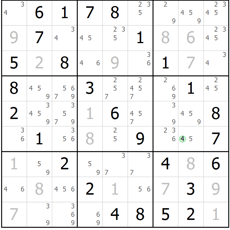 Position des candidats pour la solution de la Gr 38 page 41 du magazine de sudoku Virtuose n° 117