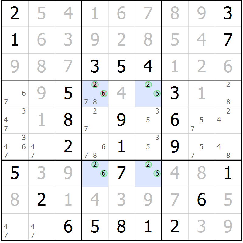 Position des candidats pour la solution de la Gr 39 page 42 du magazine de sudoku Virtuose n° 117