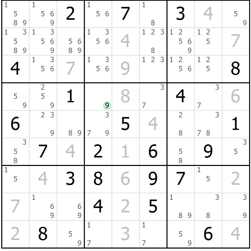 Position des candidats pour la solution de la Gr 4 page 7 du magazine de sudoku Virtuose n° 117