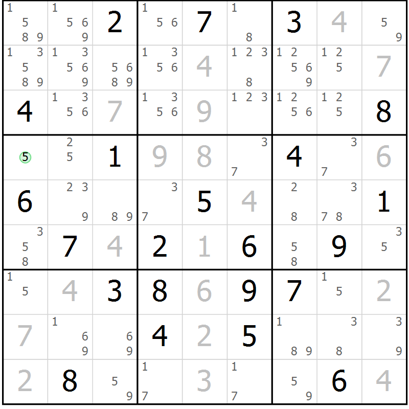 Position des candidats pour la solution de la Gr 4 page 7 du magazine de sudoku Virtuose n° 117