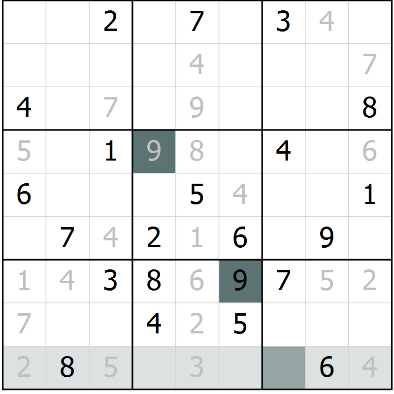 Position des candidats pour la solution de la Gr 4 page 7 du magazine de sudoku Virtuose n° 117