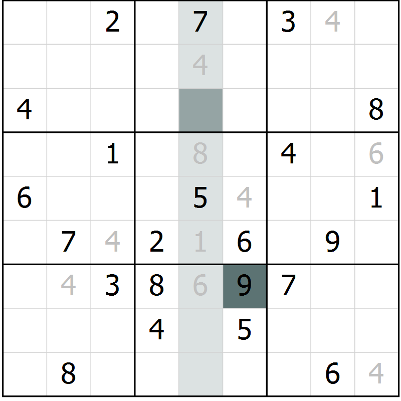 Position des candidats pour la solution de la Gr 4 page 7 du magazine de sudoku Virtuose n° 117