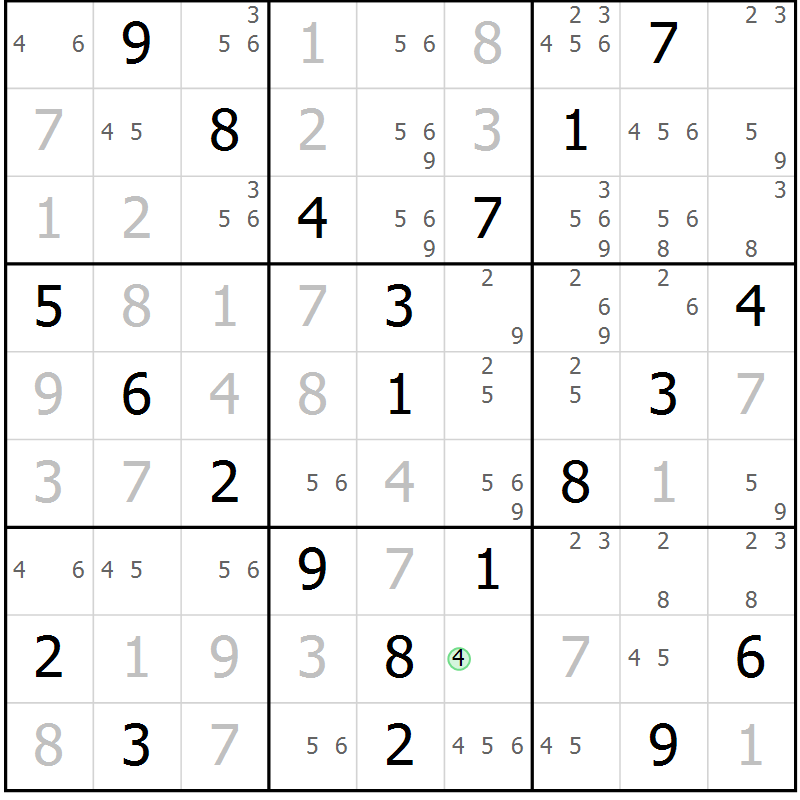 Position des candidats pour la solution de la Gr 40 page 43 du magazine de sudoku Virtuose n° 117