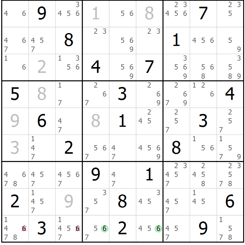 Position des candidats pour la solution de la Gr 40 page 43 du magazine de sudoku Virtuose n° 117
